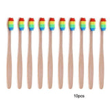 10/4pcs/Lot Wood Rainbow Toothbrush Bamboo