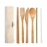 Multiple Usage Tableware Bamboo Fork Spoon Set