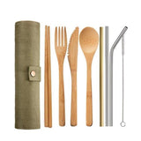 Multiple Usage Tableware Bamboo Fork Spoon Set
