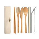 Multiple Usage Tableware Bamboo Fork Spoon Set